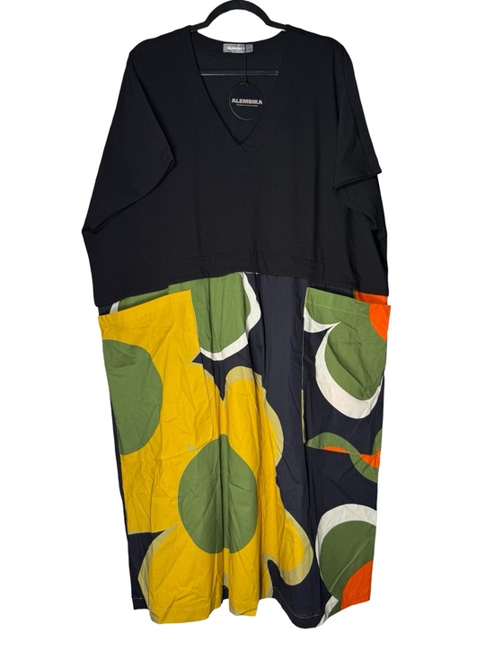 Alembika Dresses & Skirts - Alembika Dress XL Colorful Floral Midi Dress Lagenlook Oversized Art To Wear NWT